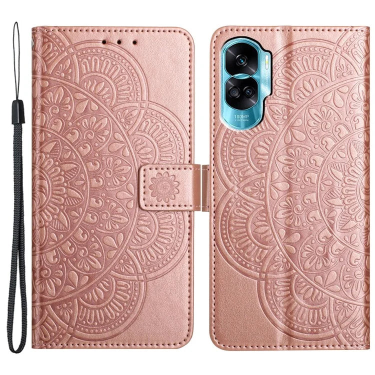 For Honor 90 Lite 5G / X50i 5G Case Flower Design Leather Wallet Flip Phone Cover