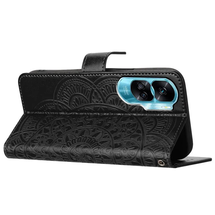 For Honor 90 Lite 5G / X50i 5G Case Flower Design Leather Wallet Flip Phone Cover