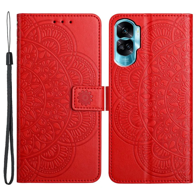 For Honor 90 Lite 5G / X50i 5G Case Flower Design Leather Wallet Flip Phone Cover