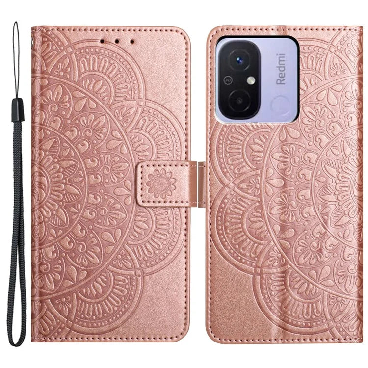 For Xiaomi Redmi 12C 4G Case Folio PU Leather Flip Cover with 3 Card Slots Stand