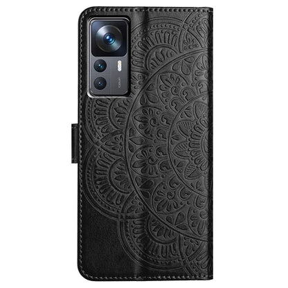 For Xiaomi 12T 5G / 12T Pro 5G / Redmi K50 Ultra Case PU Leather Phone Cover Imprinted Flower Pattern