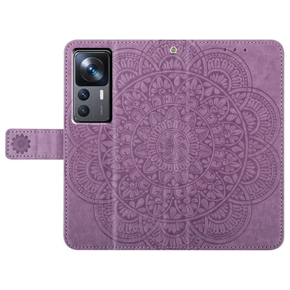 For Xiaomi 12T 5G / 12T Pro 5G / Redmi K50 Ultra Case PU Leather Phone Cover Imprinted Flower Pattern