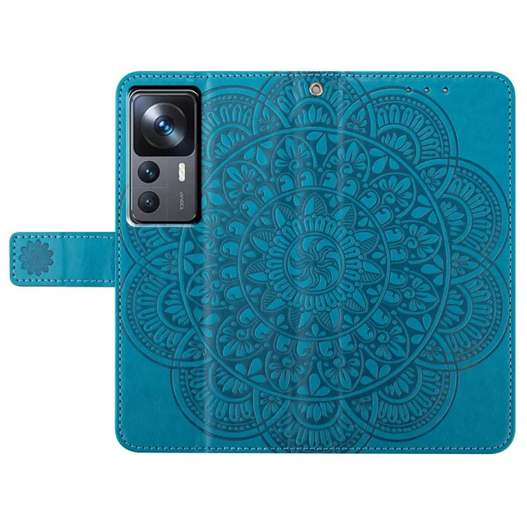 For Xiaomi 12T 5G / 12T Pro 5G / Redmi K50 Ultra Case PU Leather Phone Cover Imprinted Flower Pattern