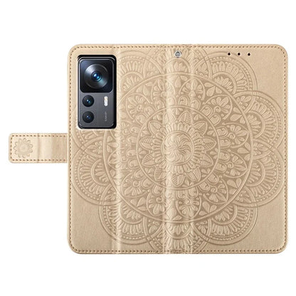 For Xiaomi 12T 5G / 12T Pro 5G / Redmi K50 Ultra Case PU Leather Phone Cover Imprinted Flower Pattern