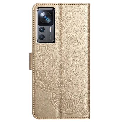 For Xiaomi 12T 5G / 12T Pro 5G / Redmi K50 Ultra Case PU Leather Phone Cover Imprinted Flower Pattern