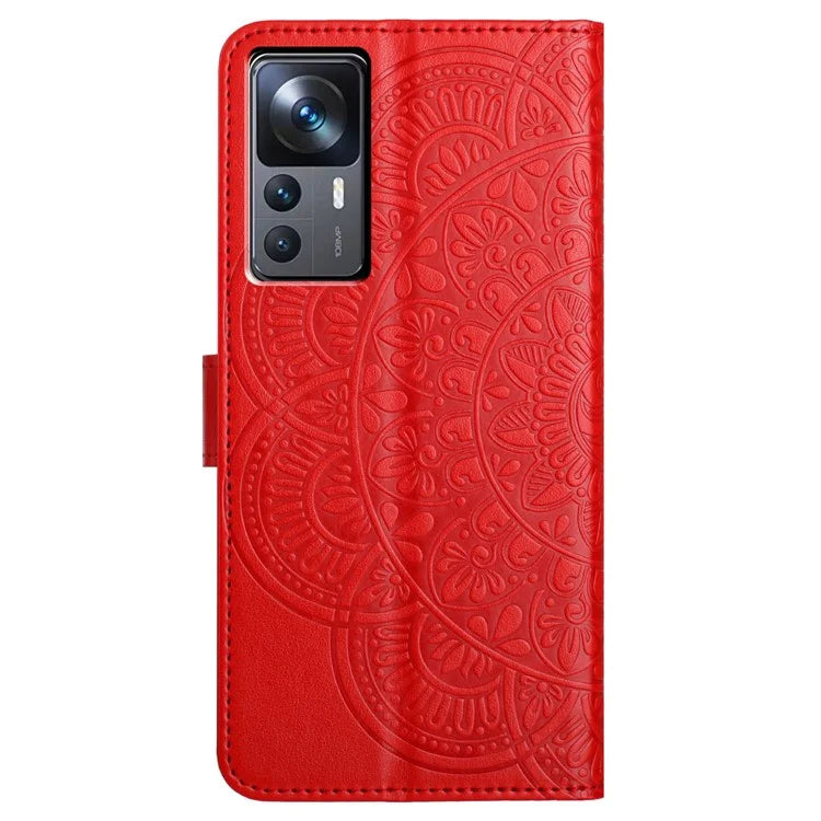 For Xiaomi 12T 5G / 12T Pro 5G / Redmi K50 Ultra Case PU Leather Phone Cover Imprinted Flower Pattern