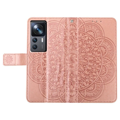 For Xiaomi 12T 5G / 12T Pro 5G / Redmi K50 Ultra Case PU Leather Phone Cover Imprinted Flower Pattern