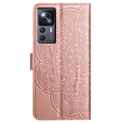 For Xiaomi 12T 5G / 12T Pro 5G / Redmi K50 Ultra Case PU Leather Phone Cover Imprinted Flower Pattern