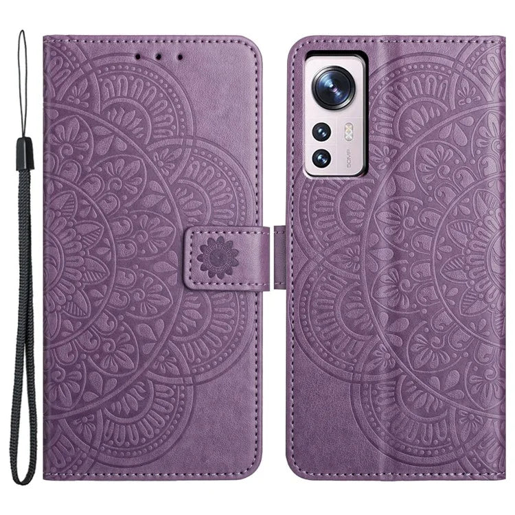 For Xiaomi 12 Lite 5G Case Flower Pattern PU Leather Stand Card Slots Flip Cover