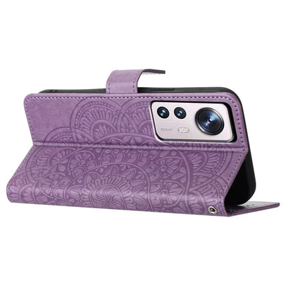 For Xiaomi 12 Lite 5G Case Flower Pattern PU Leather Stand Card Slots Flip Cover