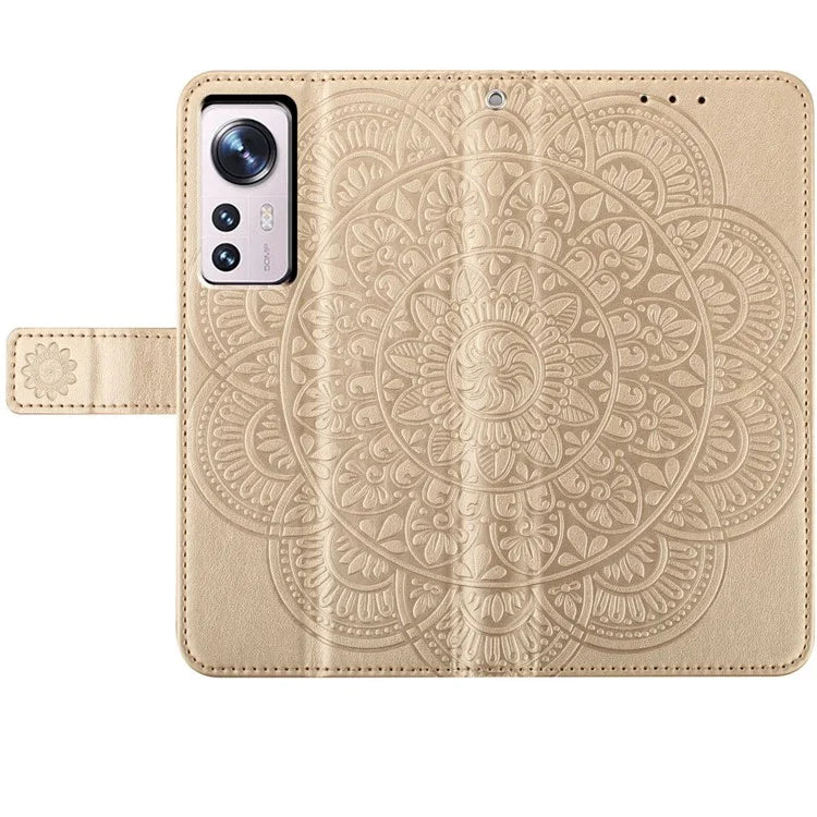 For Xiaomi 12 Lite 5G Case Flower Pattern PU Leather Stand Card Slots Flip Cover