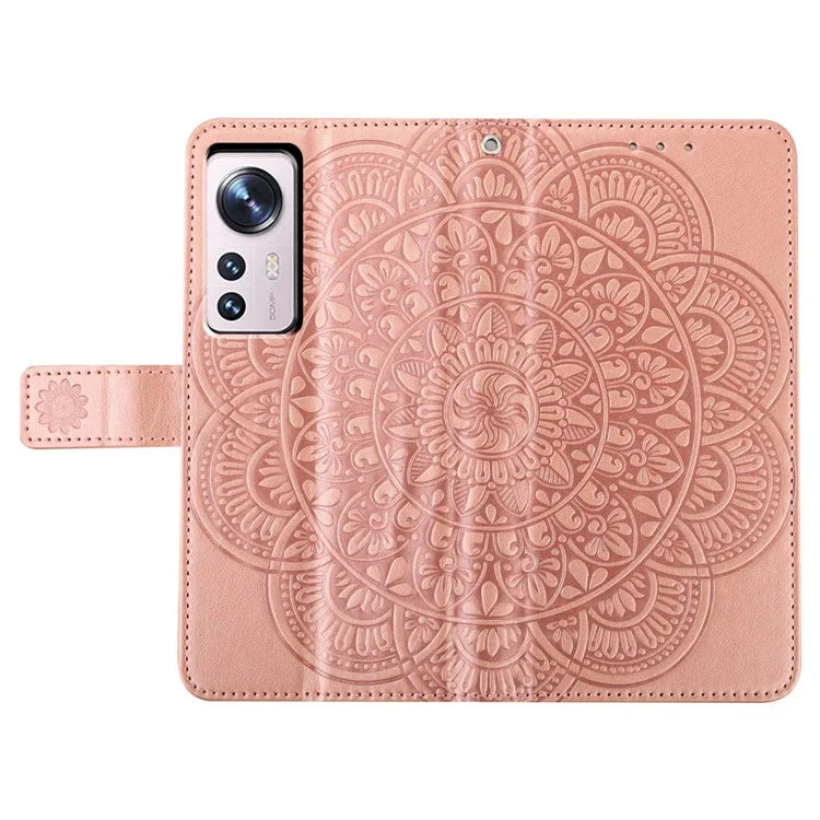 For Xiaomi 12 Lite 5G Case Flower Pattern PU Leather Stand Card Slots Flip Cover