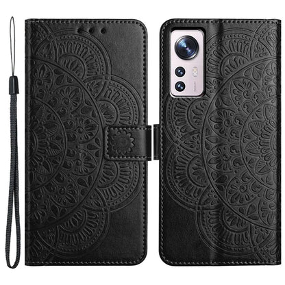 For Xiaomi 12 Lite 5G Case Flower Pattern PU Leather Stand Card Slots Flip Cover