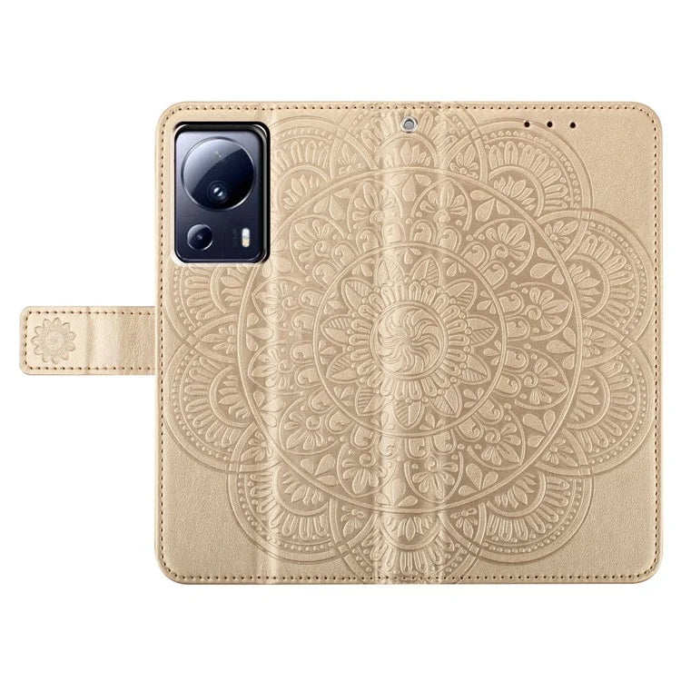 For Xiaomi 13 Lite / Civi 2 5G Case Leather Flip Wallet Cover Mandala Flower Design