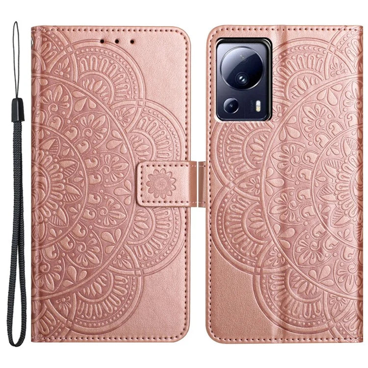 For Xiaomi 13 Lite / Civi 2 5G Case Leather Flip Wallet Cover Mandala Flower Design