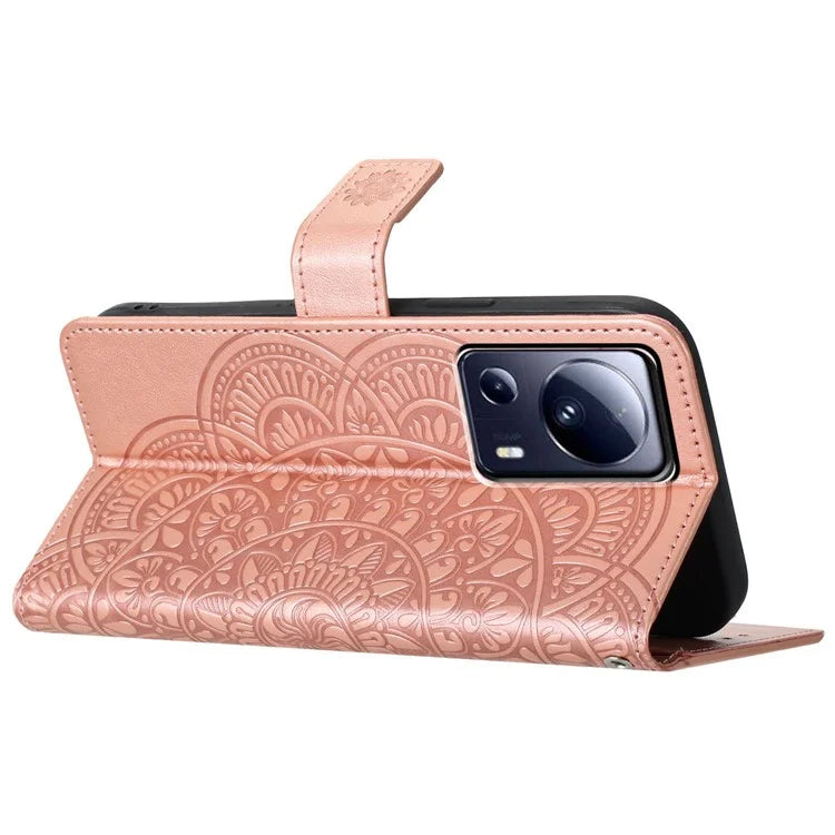 For Xiaomi 13 Lite / Civi 2 5G Case Leather Flip Wallet Cover Mandala Flower Design