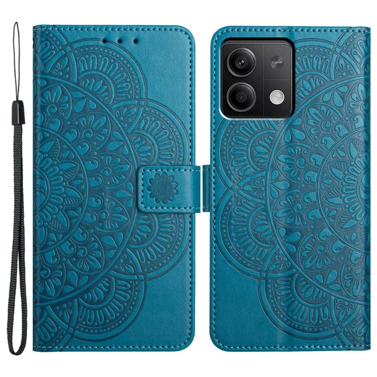 For Xiaomi Redmi Note 13 4G Case Magnetic Closure Flower Pattern Handbag Phone Cover