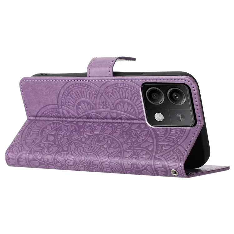 For Xiaomi Redmi Note 13 4G Case Magnetic Closure Flower Pattern Handbag Phone Cover