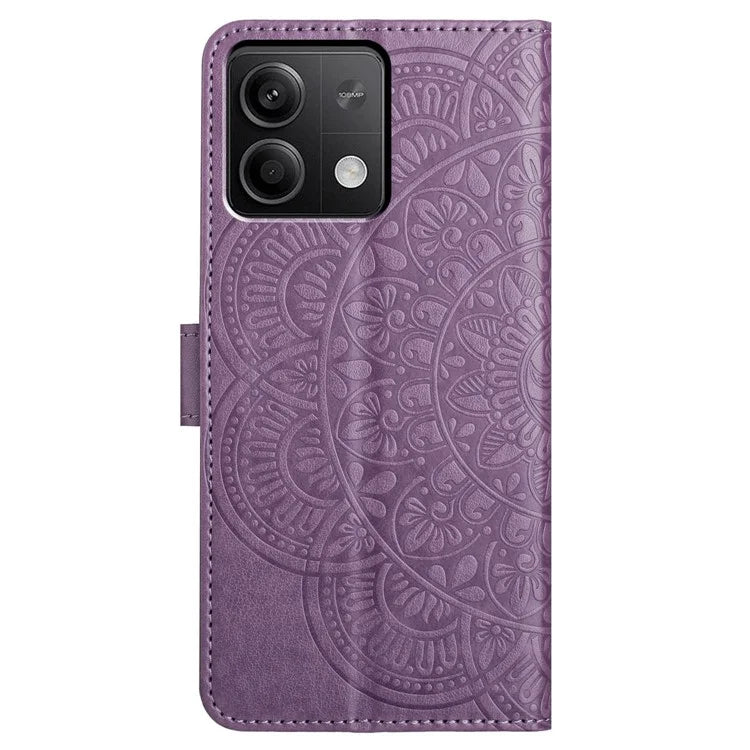 For Xiaomi Redmi Note 13 4G Case Magnetic Closure Flower Pattern Handbag Phone Cover