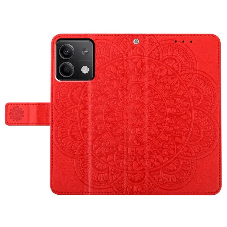 For Xiaomi Redmi Note 13 4G Case Magnetic Closure Flower Pattern Handbag Phone Cover
