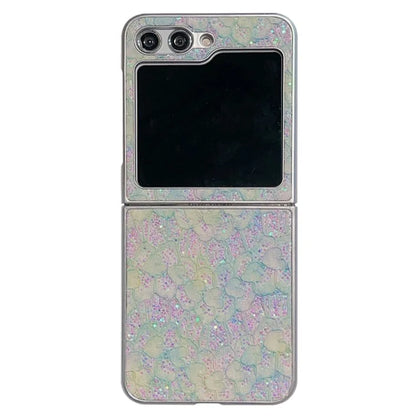 For Samsung Galaxy Z Flip5 5G Case Glitter Flower Pattern Phone Back Cover