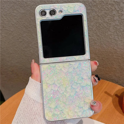 For Samsung Galaxy Z Flip5 5G Case Glitter Flower Pattern Phone Back Cover