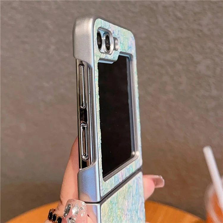 For Samsung Galaxy Z Flip5 5G Case Glitter Flower Pattern Phone Back Cover
