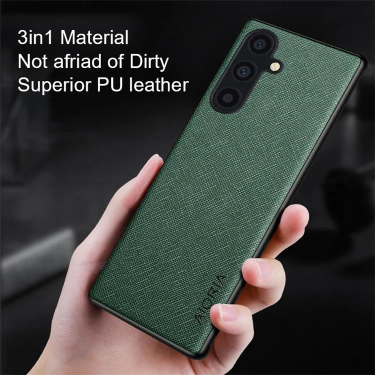 AIORIA Cross Texture Case for Samsung Galaxy S24 Shell PU Leather Coated PC+TPU Phone Cover