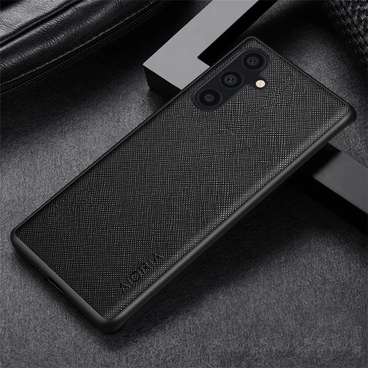 AIORIA Cross Texture Case for Samsung Galaxy S24 Shell PU Leather Coated PC+TPU Phone Cover