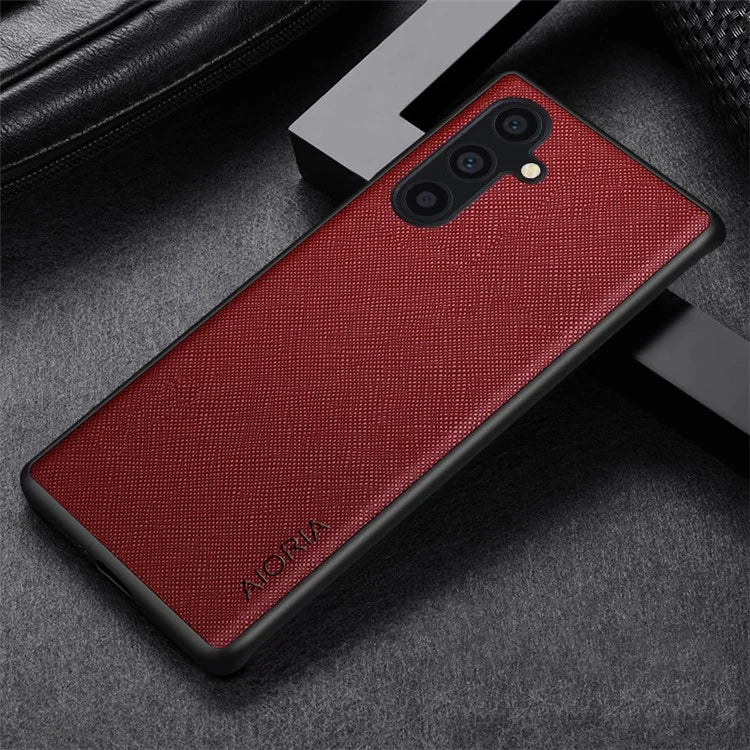 AIORIA Cross Texture Case for Samsung Galaxy S24 Shell PU Leather Coated PC+TPU Phone Cover
