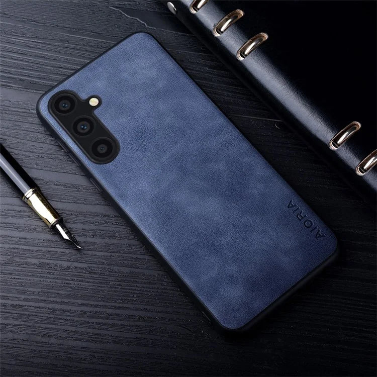 AIORIA For Samsung Galaxy A35 5G Case PU Leather Coated PC+TPU Scratch-proof Phone Back Shell
