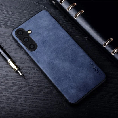AIORIA For Samsung Galaxy A35 5G Case PU Leather Coated PC+TPU Scratch-proof Phone Back Shell
