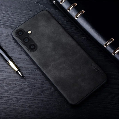 AIORIA For Samsung Galaxy A15 4G / A15 5G Back Case Anti-fingerprint Leather+PC+TPU Shell