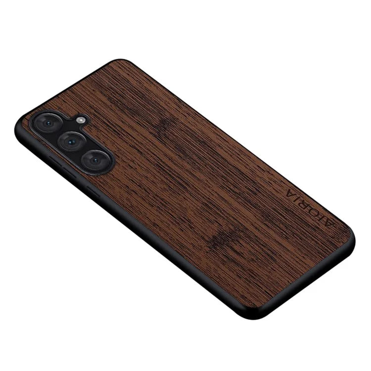 AIORIA For Samsung Galaxy S24+ Case Leather Coated PC+TPU Phone Cover Bamboo Grain Design