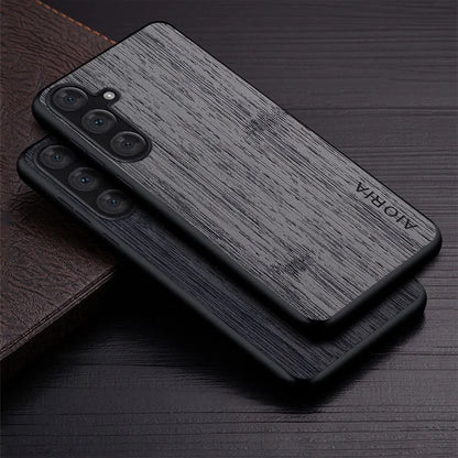AIORIA For Samsung Galaxy A34 5G Case Bamboo Texture Design Leather Hybrid Cover