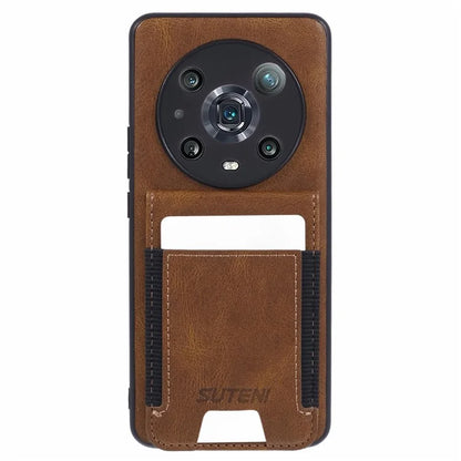SUTENI H03 For Honor Magic4 Pro 5G Case Vertical Flip Kickstand Leather+TPU Phone Shell
