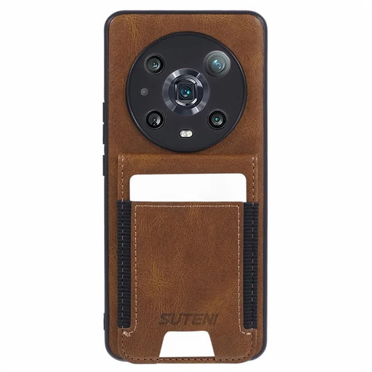 SUTENI H03 For Honor Magic4 Pro 5G Case Vertical Flip Kickstand Leather+TPU Phone Shell