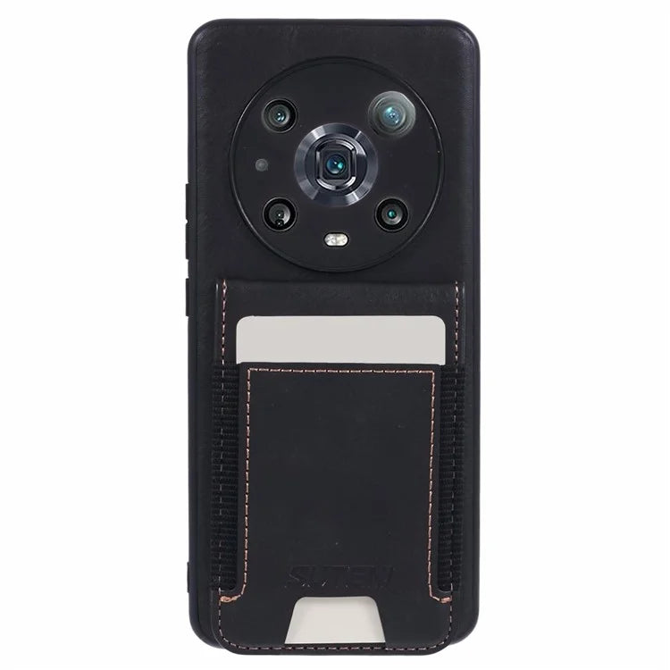 SUTENI H03 For Honor Magic4 Pro 5G Case Vertical Flip Kickstand Leather+TPU Phone Shell