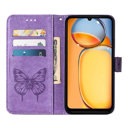 YB Imprinting Series-4 For Xiaomi Redmi 13C 4G / Poco C65 4G Case Butterfly Leather Cover with Strap
