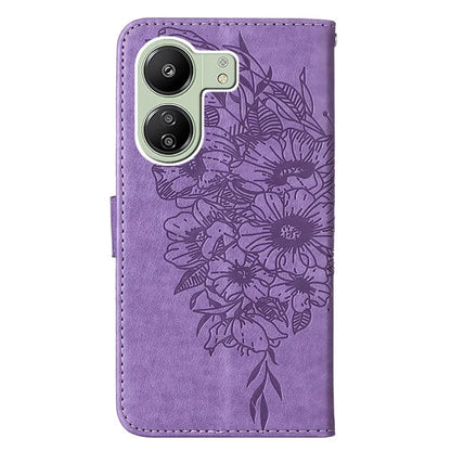 YB Imprinting Series-4 For Xiaomi Redmi 13C 4G / Poco C65 4G Case Butterfly Leather Cover with Strap