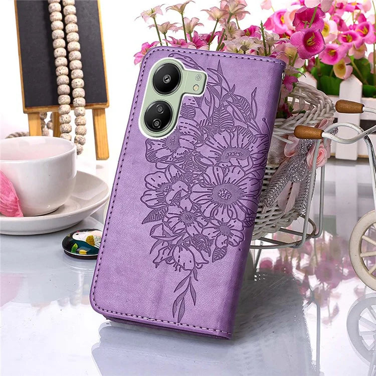 YB Imprinting Series-4 For Xiaomi Redmi 13C 4G / Poco C65 4G Case Butterfly Leather Cover with Strap
