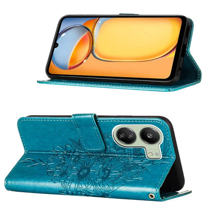 YB Imprinting Series-4 For Xiaomi Redmi 13C 4G / Poco C65 4G Case Butterfly Leather Cover with Strap