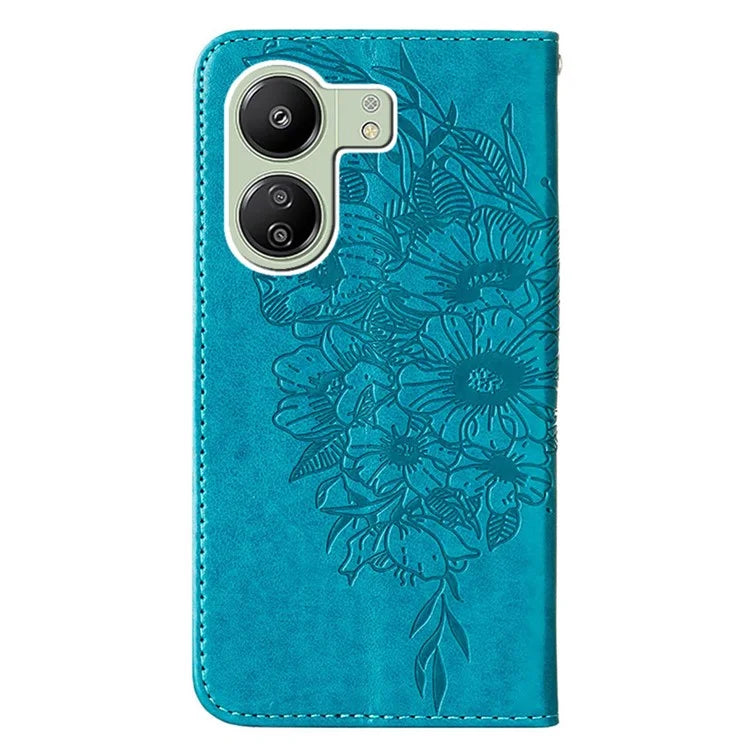YB Imprinting Series-4 For Xiaomi Redmi 13C 4G / Poco C65 4G Case Butterfly Leather Cover with Strap