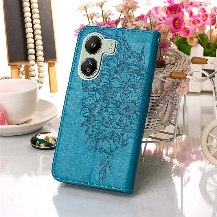 YB Imprinting Series-4 For Xiaomi Redmi 13C 4G / Poco C65 4G Case Butterfly Leather Cover with Strap