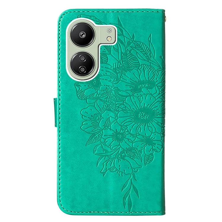 YB Imprinting Series-4 For Xiaomi Redmi 13C 4G / Poco C65 4G Case Butterfly Leather Cover with Strap