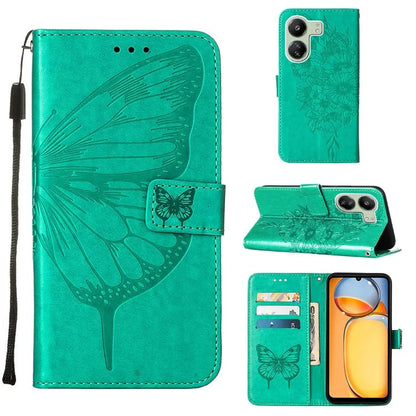 YB Imprinting Series-4 For Xiaomi Redmi 13C 4G / Poco C65 4G Case Butterfly Leather Cover with Strap