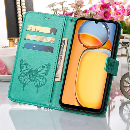 YB Imprinting Series-4 For Xiaomi Redmi 13C 4G / Poco C65 4G Case Butterfly Leather Cover with Strap