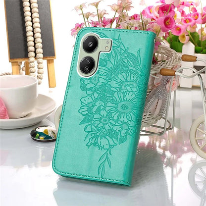 YB Imprinting Series-4 For Xiaomi Redmi 13C 4G / Poco C65 4G Case Butterfly Leather Cover with Strap