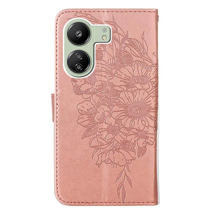 YB Imprinting Series-4 For Xiaomi Redmi 13C 4G / Poco C65 4G Case Butterfly Leather Cover with Strap