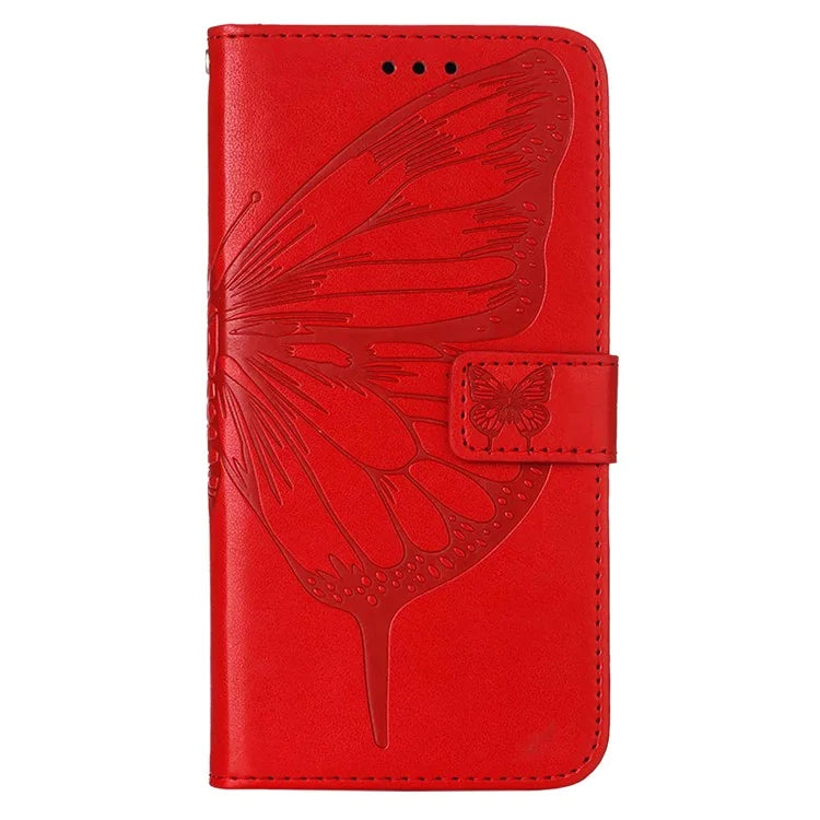YB Imprinting Series-4 For Xiaomi Redmi 13C 4G / Poco C65 4G Case Butterfly Leather Cover with Strap
